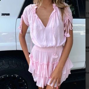 SUNDAY BRUNCHING PINK CLIP DOT DRESS